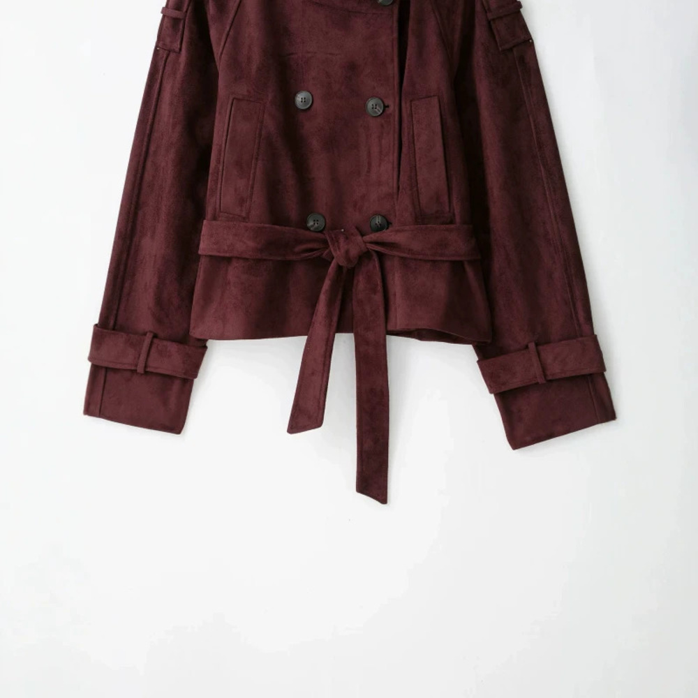 ZARA Fall Winter Vintage Stand Collar Cropped Tie Waist Jacket